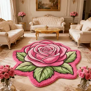 Unusual Shape Fashion Creative Rose Petal Print Decorative Carpet, Household Decorative Rug, Fluffy Modern Rug, Luxury Plush Rug for Living Room Bedroom Balcony, Modern Indoor Rug, Floral Rugs