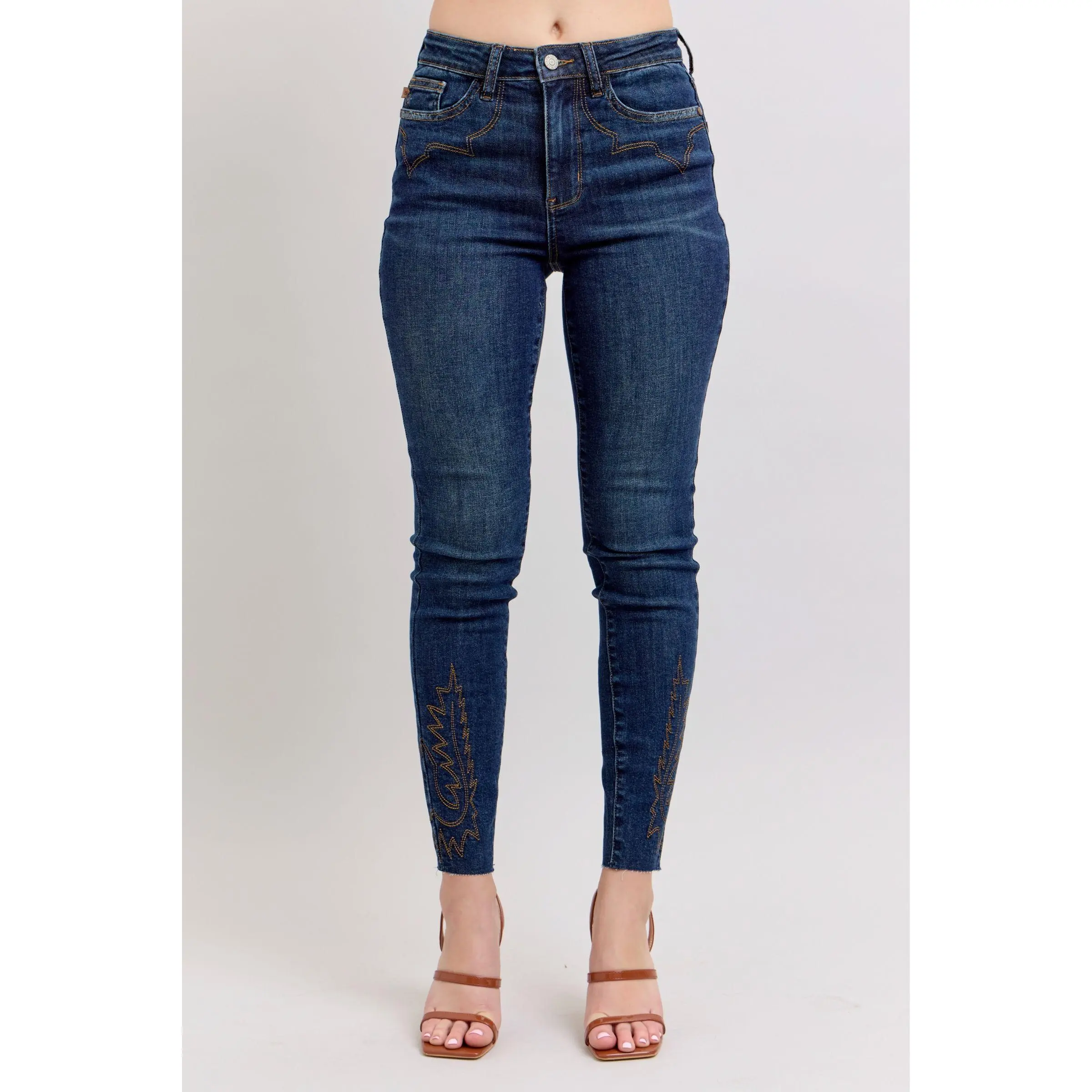 Delilah Embroidered High Rise Skinny Jeans