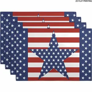 2D flat printing, Modern Aesthetic, 2/4/6/8 pieces set, April 7th patriotic striped constellation placemat, Independence Day commemorative placemat, 12x18 inch red, white and blue star dining table mat, used for home party decoration