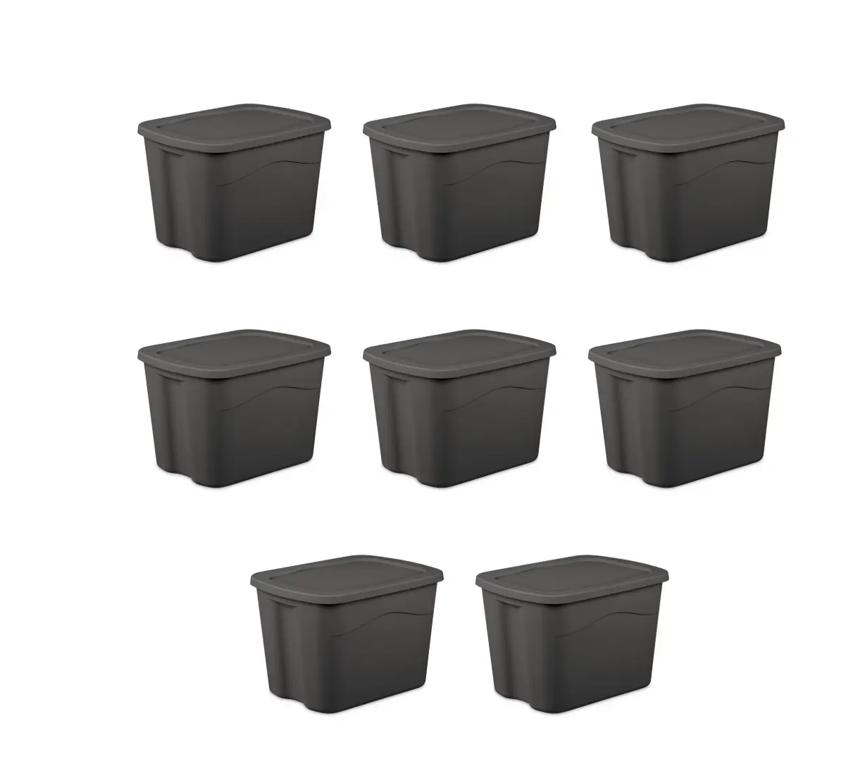 Large Storage Bin, 18 Gallon Plastic Storage Container with Snap-On Lid, Gray, 8 Pack