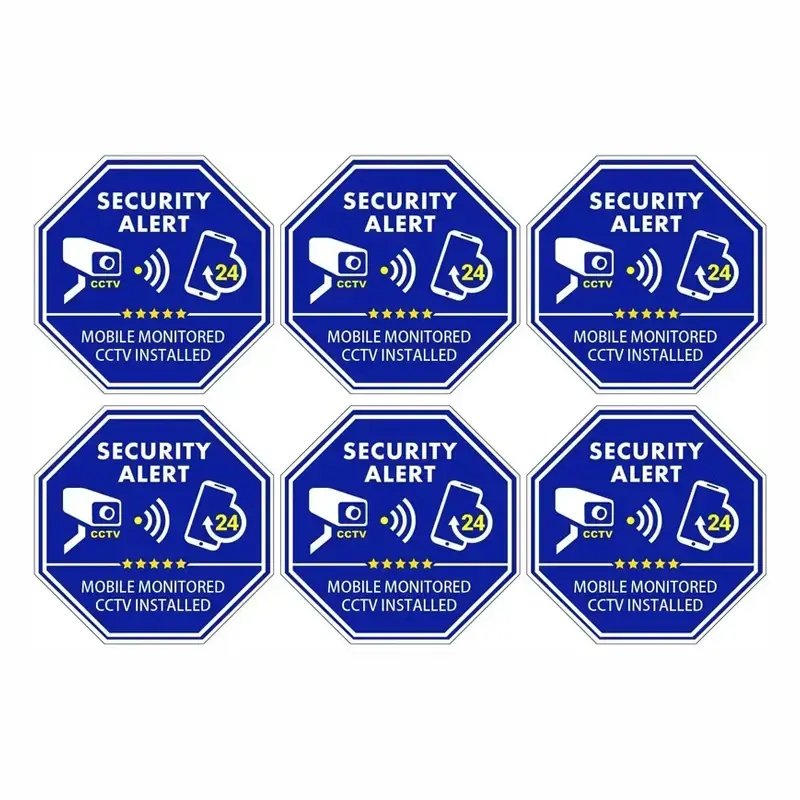 2026 New 3.3"*3.3" 6PCs CCTV Video Surveillance Security & Mobile Monitored CCTV Installed Stickers, Indoor & Outdoor For your Cars