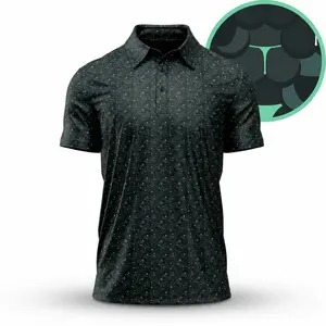Bogey Bros Dark Green Pattern Men’s Polo Shirt, Stylish Short Sleeve Golf Top For Casual Summer Wear