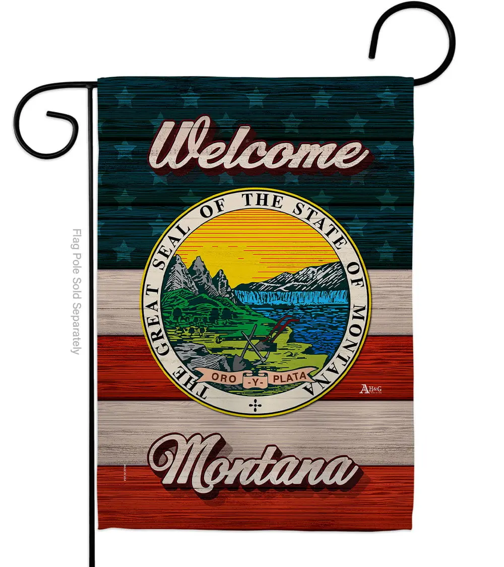 13 x 18.5 in. Welcome Montana Double-Sided Vertical House Decoration Banner Garden Flag - Yard Gift