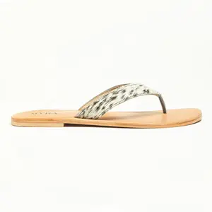 Women's Classic Myra Echo Valley Hairon Leather Sandals - Spotted Ivory, Rubber-Soled Women's Fashion Footwear