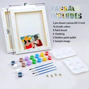 2 Pack Sip and Paint Kit for Adult's Date Night Pre Drawn Canvas for Painting for Adults 8x12 Pre Drawn Canvas Paint Night Kit for Adults