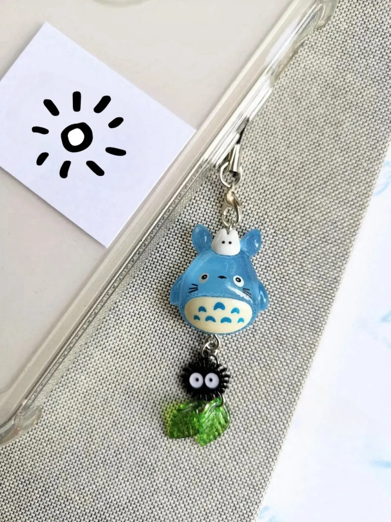 Studio Ghibli Anime Inspired My Neighbor Blue Cat Chu Chibi Soot Sprite Keychain, Woodland Anime Phone Charm, Mobile Accessory, Keychain Kawaii, Keychain Cute