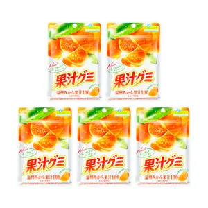 MEIJI 100% Fruit Juice Jelly Gummy Candy, Orange Flavor 1.91oz*5【5 Packs】