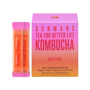 SUNMANG Grapefruit Kombucha 30 Packets - 0g Sugar & 15 Calories - 19 Probiotic Strains & Vitamin C - Refreshing Sparkling Drink Mix for Digestive Support - Perfect K-Food Pairing (Grapefruit)