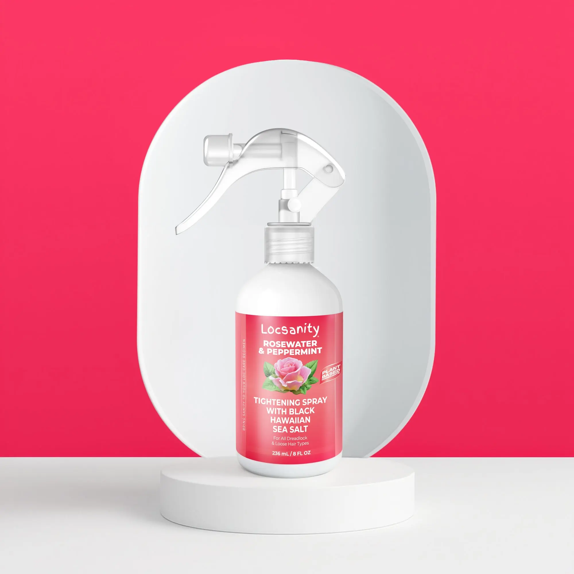 Locsanity Rosewater & Peppermint Rolling Spray Mist with Black Hawaiian Sea Salt & Coconut - Soothing, Non-Toxic Daily Moisturizer for Tightening, Nourishing, Smooth Texture, Lightweight Feel, Gentle Scent, Hydrate, Oil, Moisture, Hair, Fresh, Botanicals,