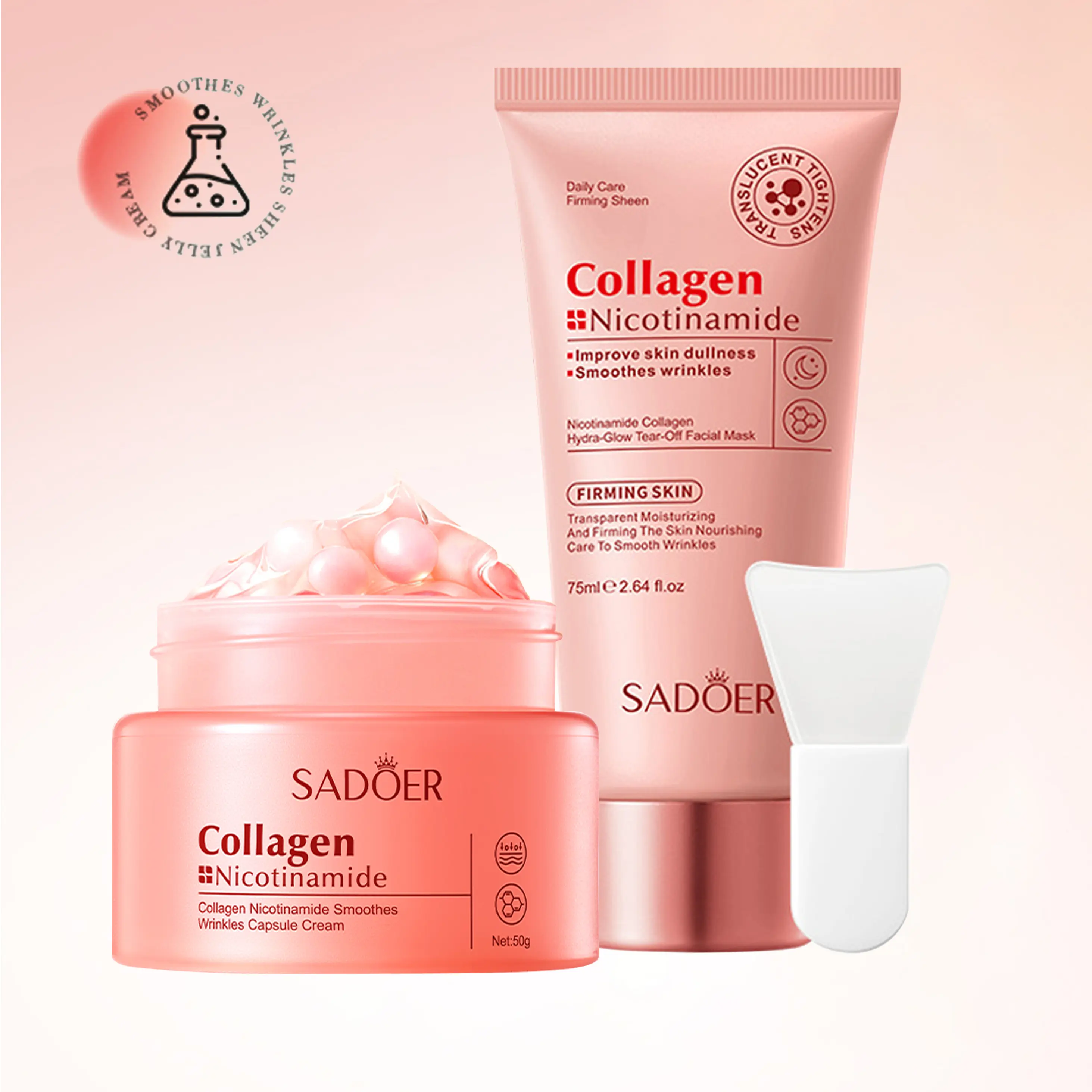 Korean Collagen Night Wrap Mask & Capsule Cream Set - Daily Comfort Facial Skin Care Kit for Skincare Enthusiasts