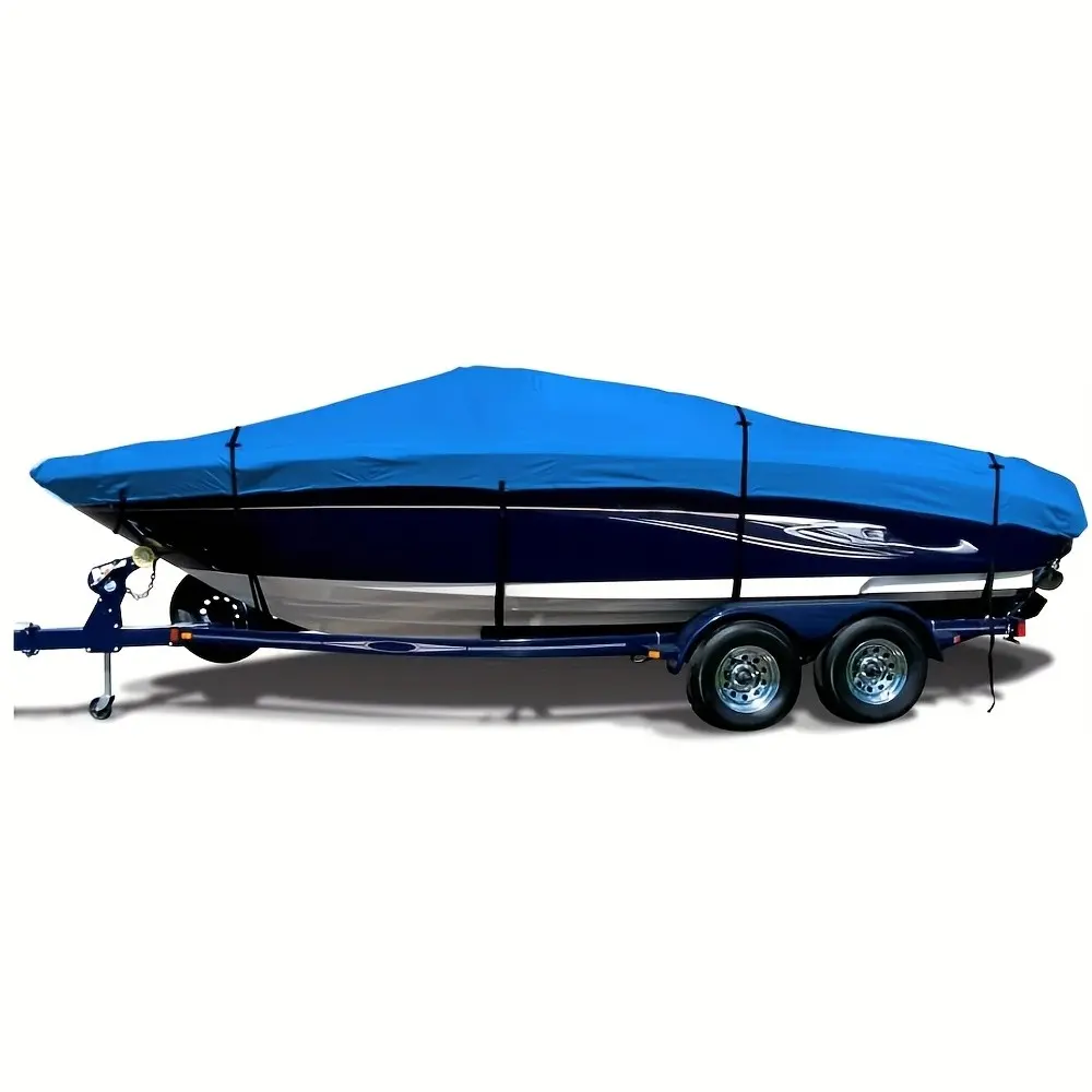 900D Boat Cover, Fade-Resistant and Tear-Proof, Full Metal Accessories, Boating Accessories, Suitable for V-Hull, Trimaran, Small Speedboat, Blue