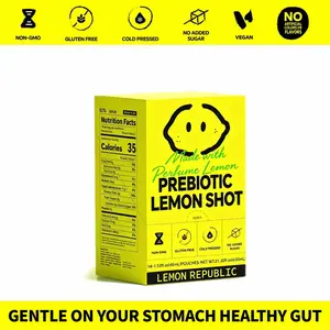 Lemon Republic Prebiotic Lemon Shot – Support Digestion, Reduce Bloating, Gut Health & Metabolism, Citrus Flavor with Prebiotic Fiber, Turmeric& Perfume Lemon, Gentle on Stomach, No Added Sugar, Cold-Pressed, Gluten-Free, Non-GMO