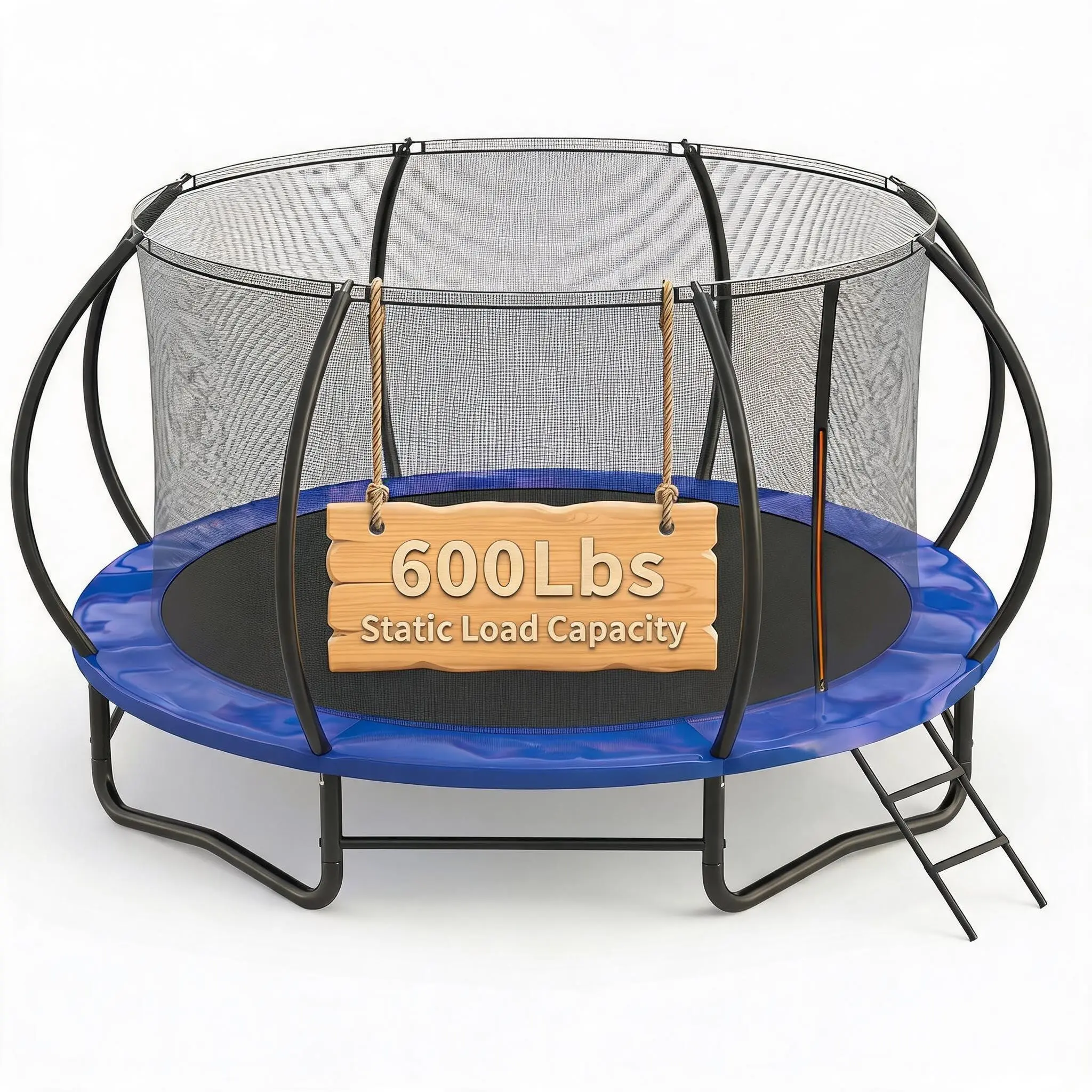 GAOMON 10FT Trampoline Outdoor, 600LBS Weight Capacity Recreational Yard Trampoline with Safety Enclosure Net, Ladder and Anti-Rust Coating for Kids & Adults