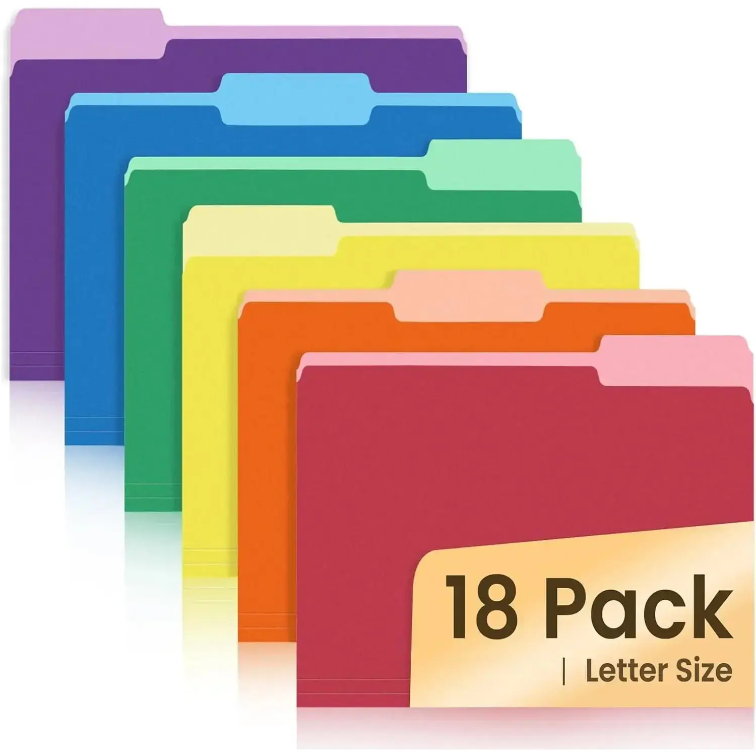 File Folders, 18 Pack Manilla Folders 8.5 x 11, Colored Folder Office Organization Home School Folders for Documents Files Paper,6 Assorted Colors