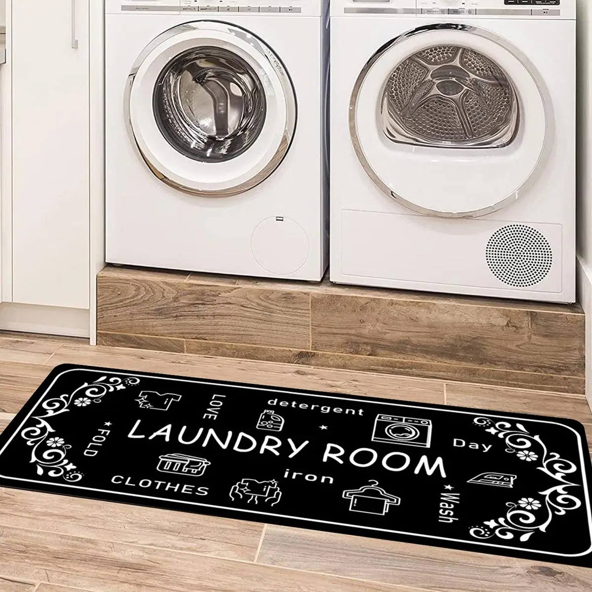 Soft Laundry Room Letter Design Mat, 1 Count Non-slip Area Rug, Decorative Floor Mat For Home Living Room Bedroom Kitchen Bathroom