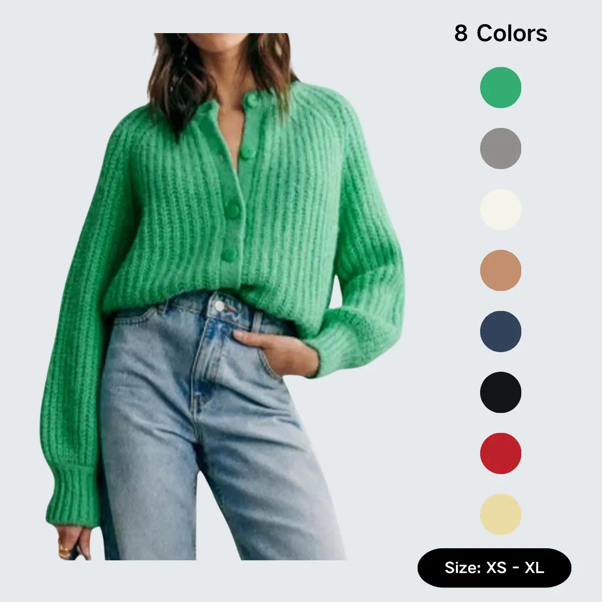 SCUSTY Women's Casual Long Sleeve Crewneck Button Down Cardigan Sweater Knit Outwear