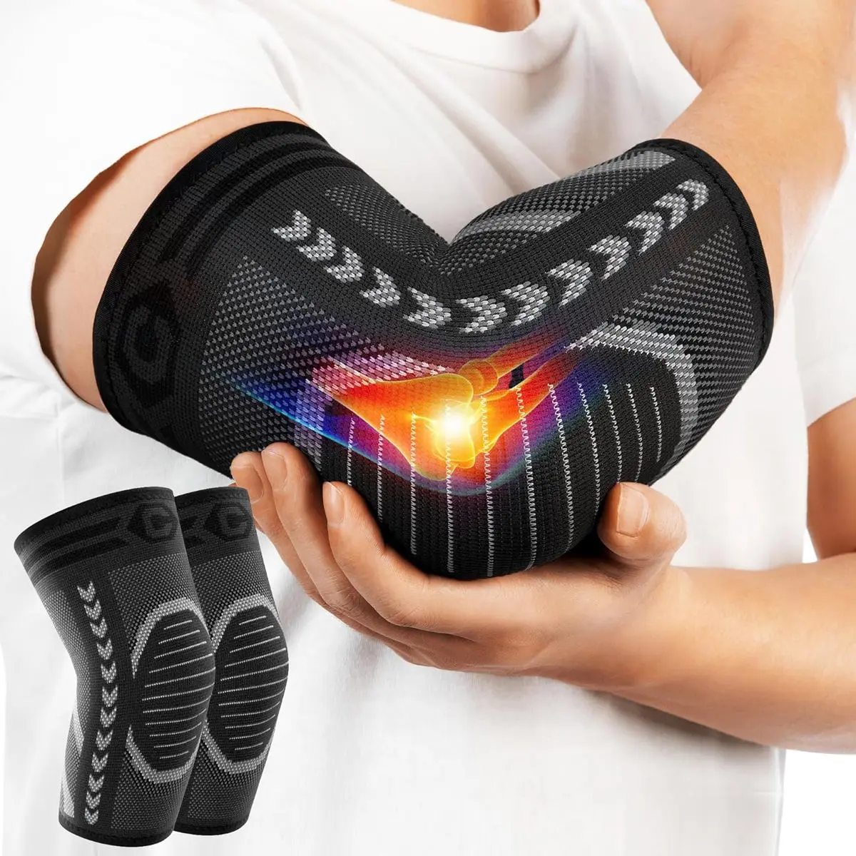 2 Pack Tennis Elbow Brace for Tendonitis and Tennis Elbow,Golfers Elbow, Arm Compression Sleeves for Women and Men, Bíceps Support Sleeve for Weightlifting, Basketball and Workout