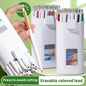 Automatic Colored Pencils | Press to Erase, With Eraser, Replaceable Core, Oil-Based Lead, Sketching and Painting Special, Professional Drawing, Mixed Color, Art Pen, Art Marker Pen