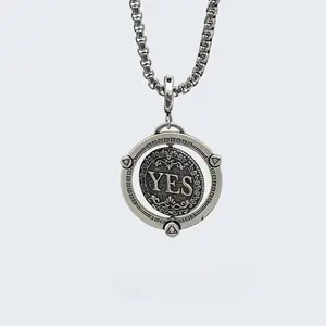 FringeFlutter Rotating Yes or No Decision Coin Necklace | Unisex Daily Accessory