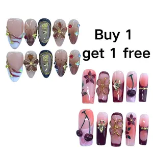 Handmade Press-On Nails 3D Acrylic Almond Stiletto Square Shape Reusable Handmade Press-On Nails , Natural Finish, Durable & Elegant Design (2026 Edition), Ideal for Everyday Office Wear