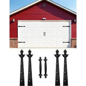 Garage Door Decorative Hardware, Faux Garage Door Accents Kit with 2 Handles & 4 Hinges, No Drill  Garage Door Hardware for Steel Metal Doors, Easy Curb Appeal Garage Upgrade