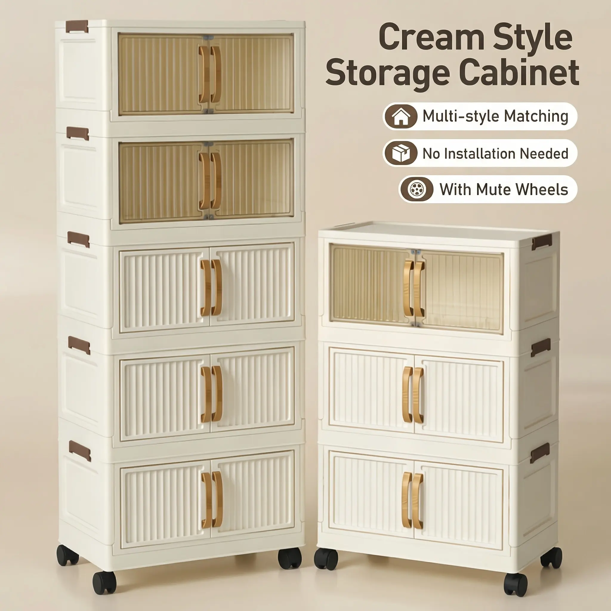 Plastic single-layer/5-layer storage cabinet, foldable drawer divider, essential bedside table for the bedroom - durable desktop organizer, suitable for various scenarios such as living room and bedroom, home storage table and drawer organizer.