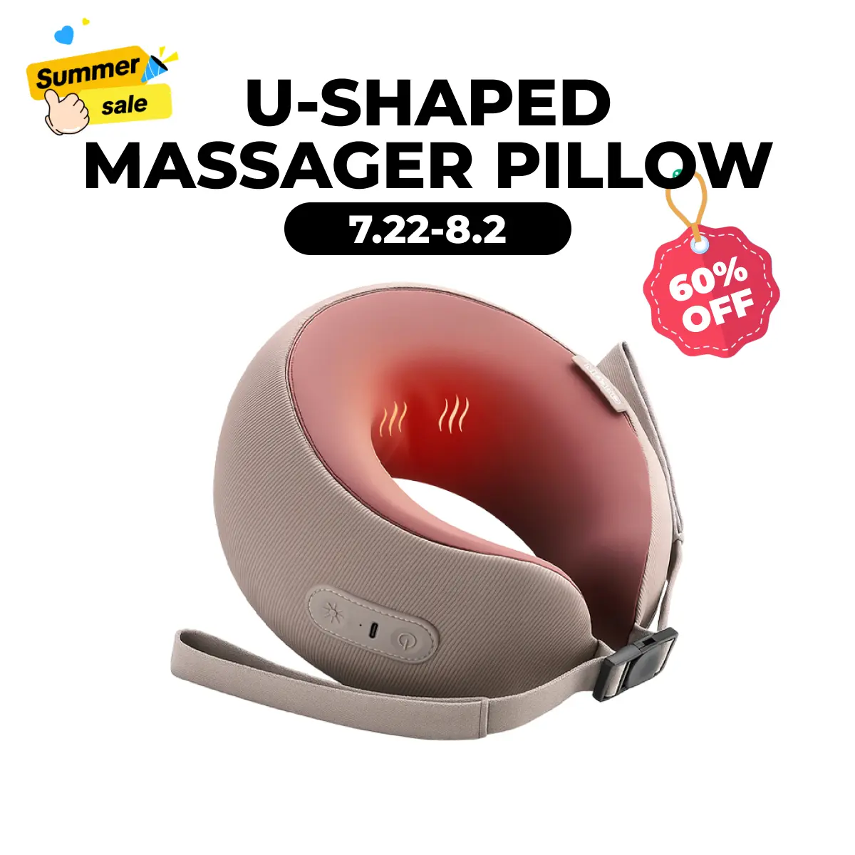 CINCOM U-Shaped Neck Massager Pillow(Mocha Coffee) for Cervical Support, with Soothing Heat & Kneading, 360° Memory Foam Support, Cordless, Rechargeable & Portable, Perfect Gift for Black Friday, Thanksgiving, Christmas, Birthdays & More,dorm essentials