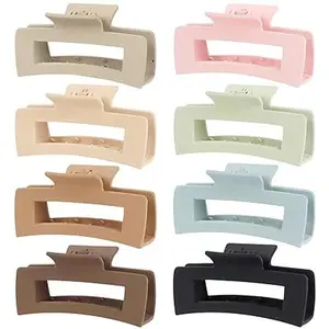 8 Pcs Large Hair Claw Clips 4.1" Non-slip Big Square Matte for Women Girls, Strong Hold Banana Clips for Thick Thin Hair