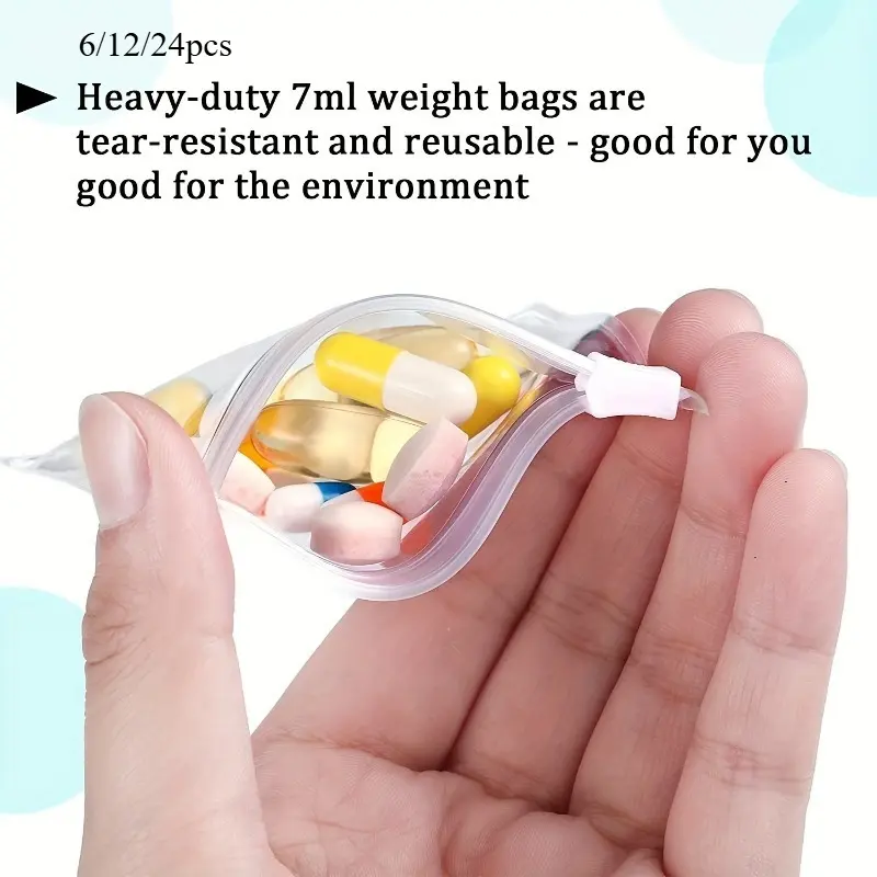 6/12/24pcs Travel Pill Pouch Bags Zippered Pouch Set Reusable Baggies Clear Plastic Self Sealing Travel Medicine Organizer Storage Pouches With Slide Lock For Pills And Small Items Medical Organizer