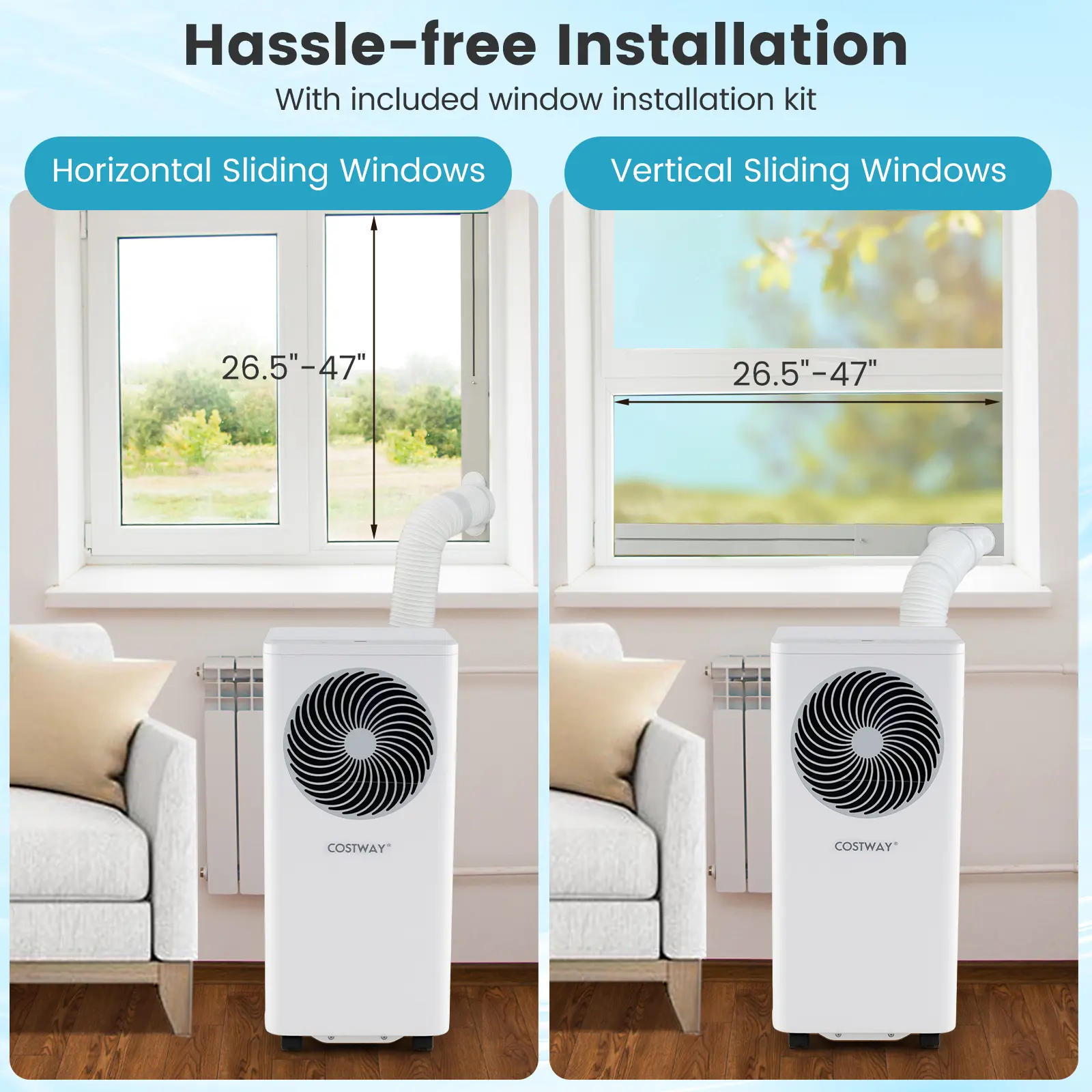 COSTWAY - 8200/10000 BTU Portable Air Conditioner 3-in-1 Stand up AC Unit with Dehumidifier-8200 BTU
