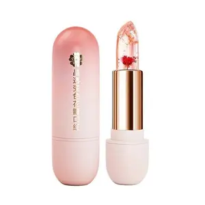 Crystal Flower Temperature Change Lip Balm, Romantic Floral Jelly Wind, Color Changing, Long Lasting Hydration, Suitable for Women & Girls