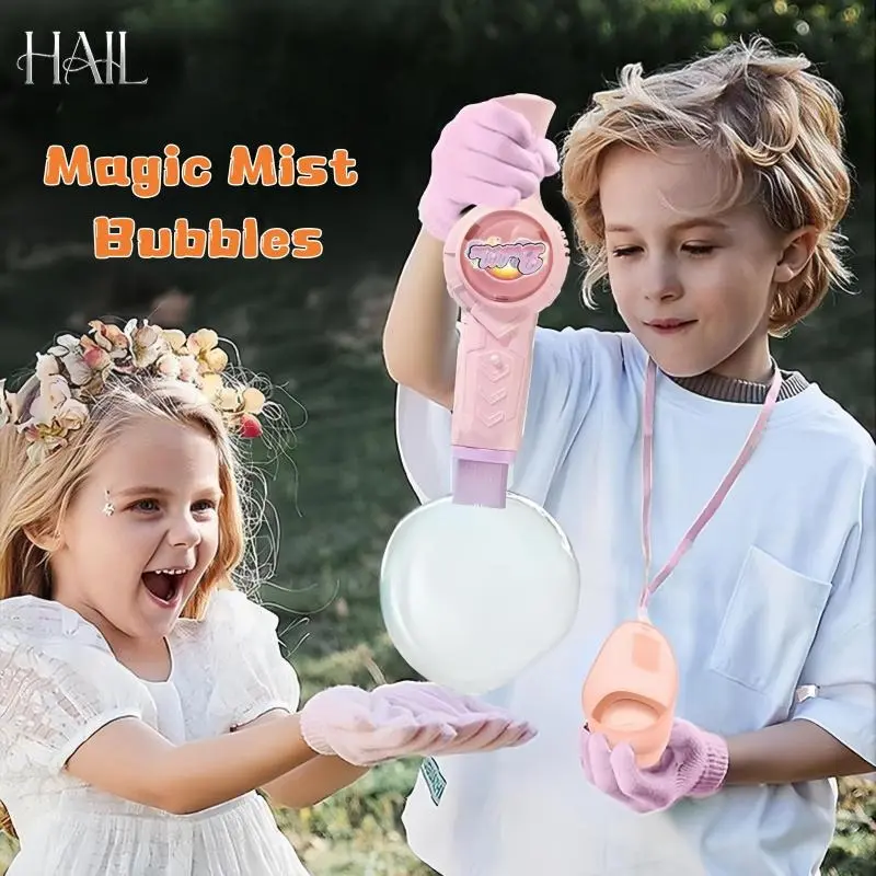Rechargeable Handheld Automatic Bubble Maker Toy - Elastic Wand Play, Bubble Spinner Wand, Smoke Sword, LED Party Lights, Music, STEM Toy for Toddlers, Beach or Indoor Easter Summer Gift, Party Machine, Party Bubble Machine