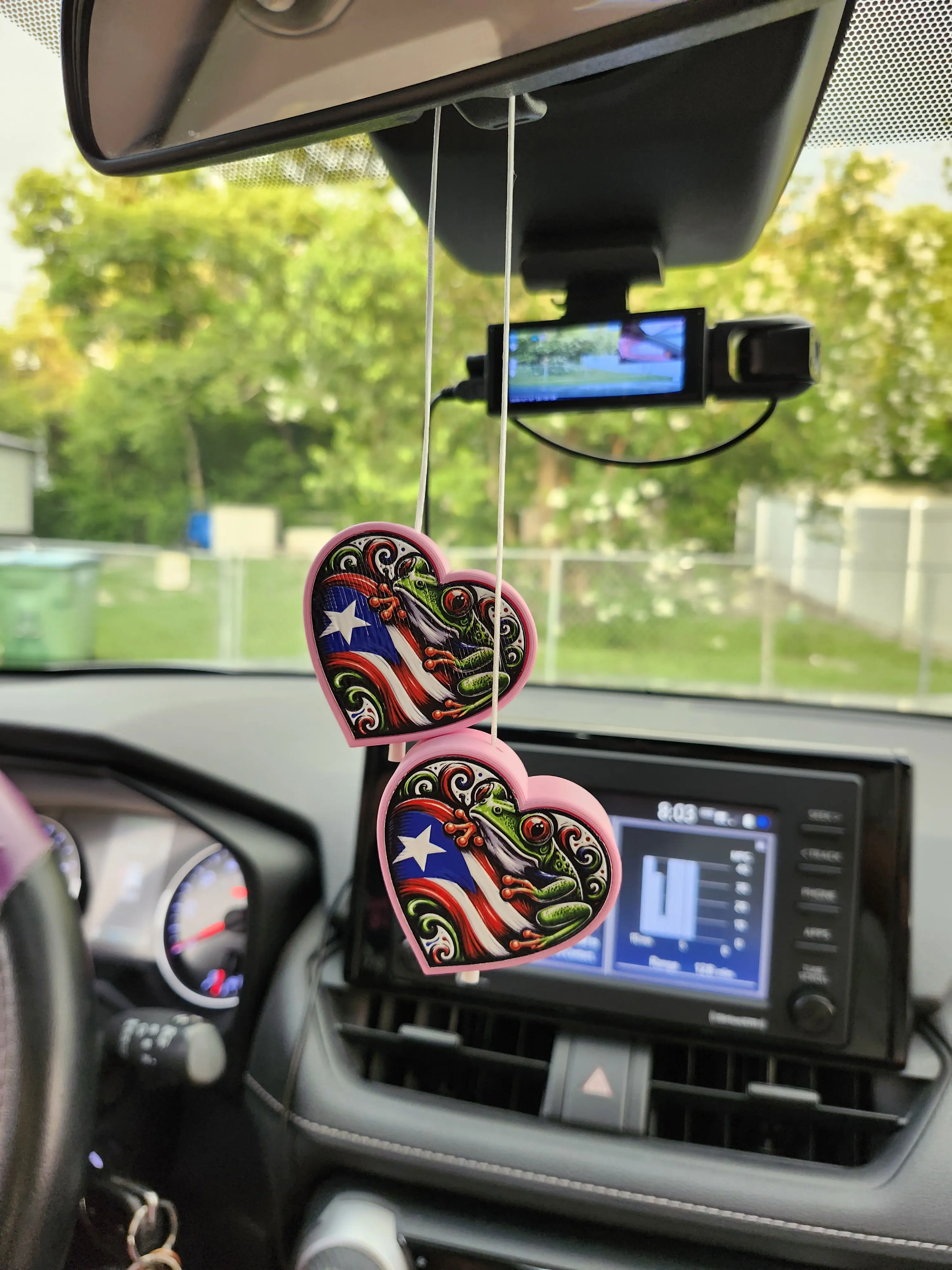 Puerto Rico Coquí Heart Car Charm, Boricua Pride Rearview Mirror Hanger for Automotive Interior Decoration & Gifting