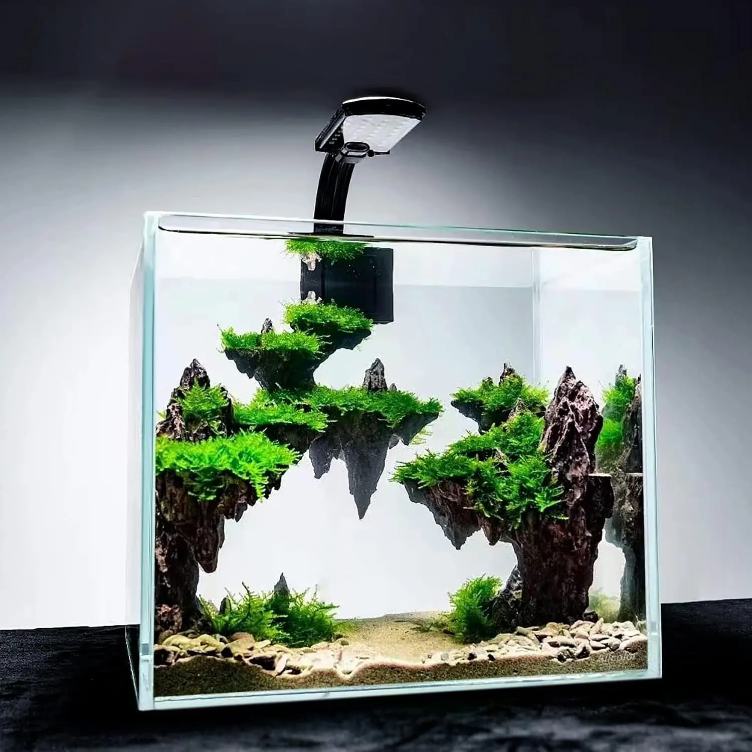 Allcolor Aquarium Rock Decor, 3-Piece Elf Island for 5-10 Gallon Tanks | Build a floating-island aquascape with three adjustable rock formations and a magnetic center piece.