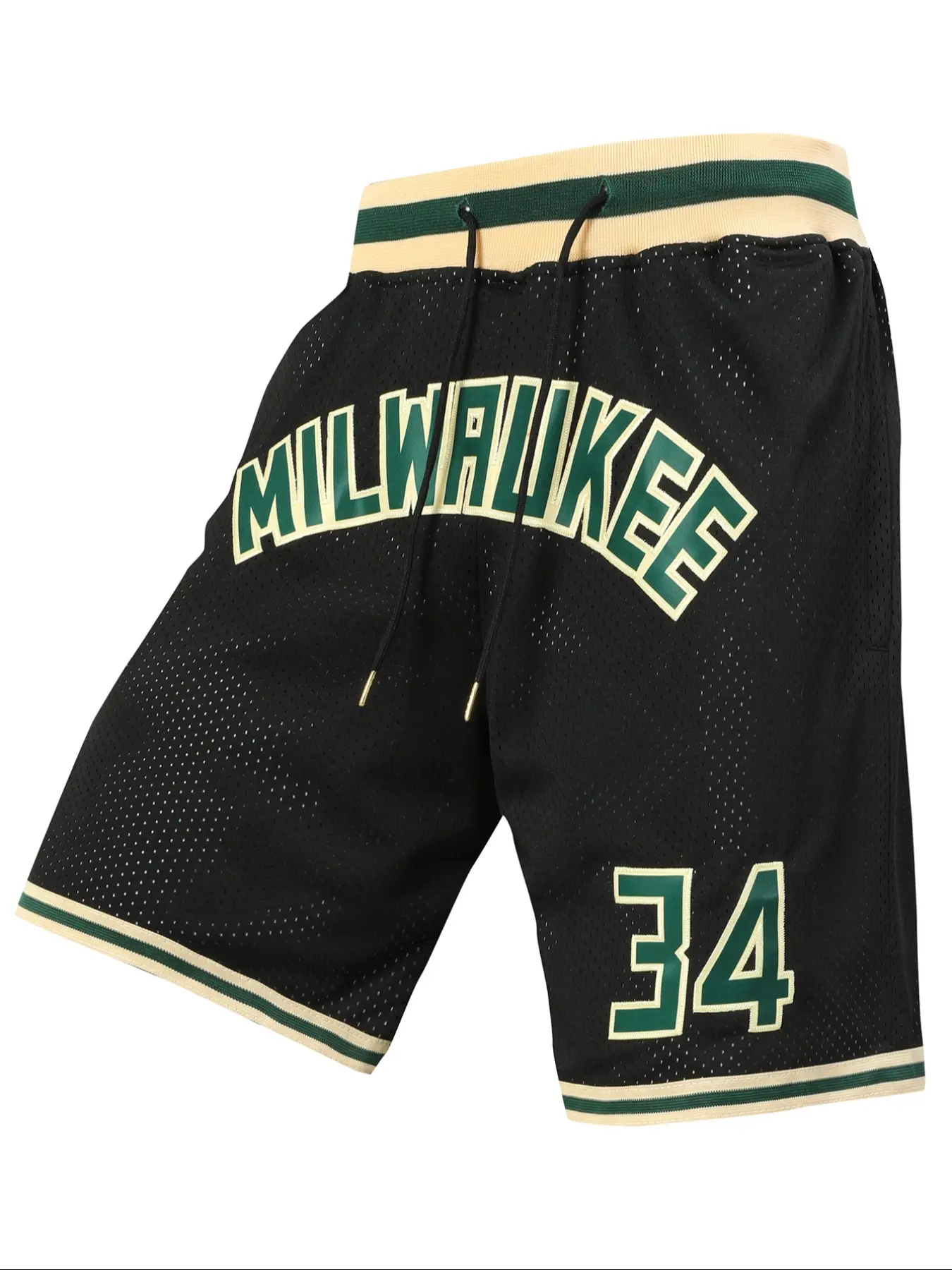 Men's 34 Black Vintage Embroidered Zipper Basketball Jersey Shorts, Athletic Shorts, Sports Wear, Casual Fitted Training Pants for Spring & Fall, Moderate Fabric, Size 34, Sports Apparel