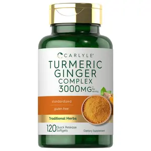 Carlyle Turmeric and Ginger Supplement 3000 mg | 120 Softgel Capsules | Turmeric Curcumin Complex | With Black Pepper Extract | Non-GMO, Gluten Free