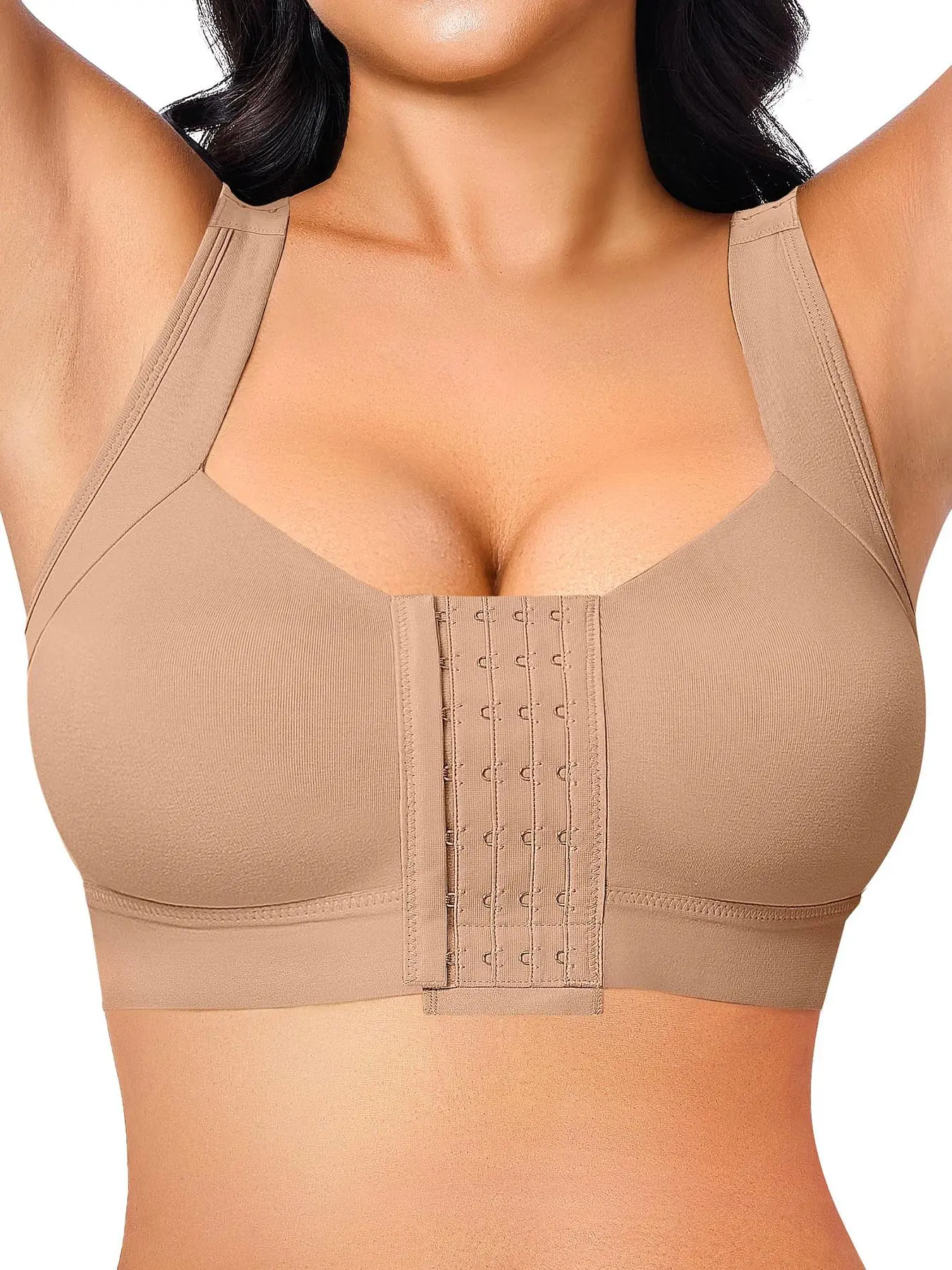 Women's Solid Wireless Push Up, Seamless Bra, U-shaped Back Buckle Bra, Soft Breathable Lingerie Underwear for Daily Wear cleavagebra Straps Womenswear