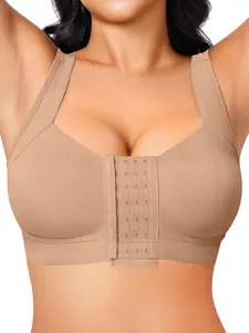 Women's Solid Wireless Push Up Bra, U-shaped Back Buckle Bra, Soft Comfortable Breathable Lingerie for Daily Wear halloween dailydrip comfyessentials wirelessbrareview wirelessbras midsize comfortablebras tiktokshopbacktoschool cleavagebra