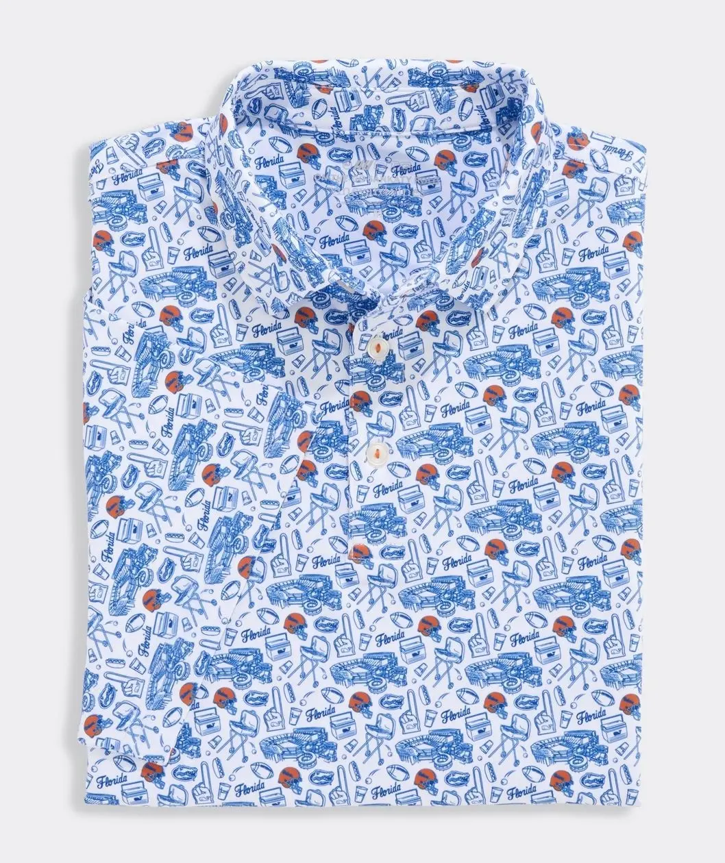 Men's Classic University Of Florida Printed Sankaty Polo Shirt, Polyester Fabric Menswear for Outdoor Use, Breathable, Casual