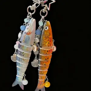 Cute Charms Keychain, Fish-Shaped Ocean Theme Keychain, Fishing Lover Angler Gift, Beach Vacation Summer Aesthetic Bag Accessory, Fish Shaped Keychains