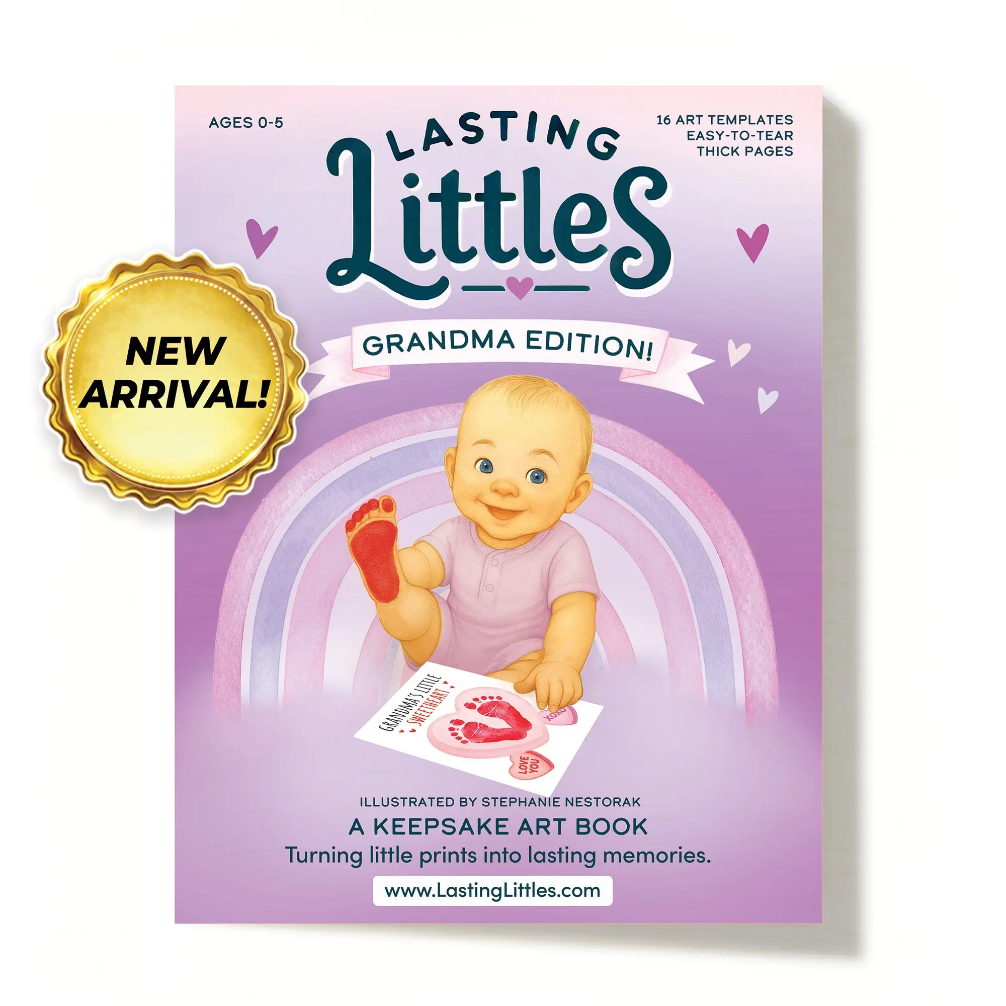 Lasting Littles Grandma Edition - A Keepsake Art Book for Baby and Toddler Handprints and Footprints - Turning Little Prints into Lasting Memories