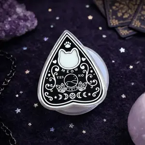 Witchy Cat Planchette Magnetic Phone Grip, Gothic Cat Aesthetic Pop Grip, Magnetic Phone Holder for Kindle, Mystical Occult Cat Lover Gift