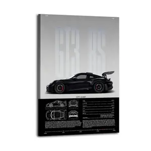 High-performance GT3 RS Canvas Aesthetic For The Bedroom Wall Sitting Room Dormitory Wall Office Wall Poster Decorative Painting Canvas Wall