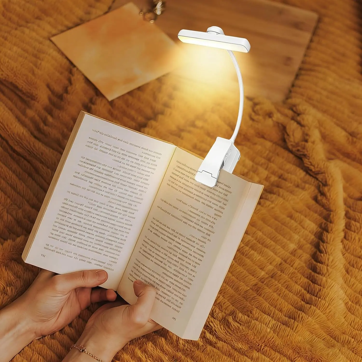 24 LED Rechargeable Book Light for Reading in Bed, Eye Caring Clip On Lamp with 80H Runtime, Memory Function, 3 Color Temperatures Adjustable Brightness Night Light for Kids Adults Bedroom Travel Gift