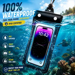 Waterproof Phone Pouch IPX8 Universal Dry Bag with Touch Screen Floating Phone Holder for Swimming Beach Kayaking Boating Travel