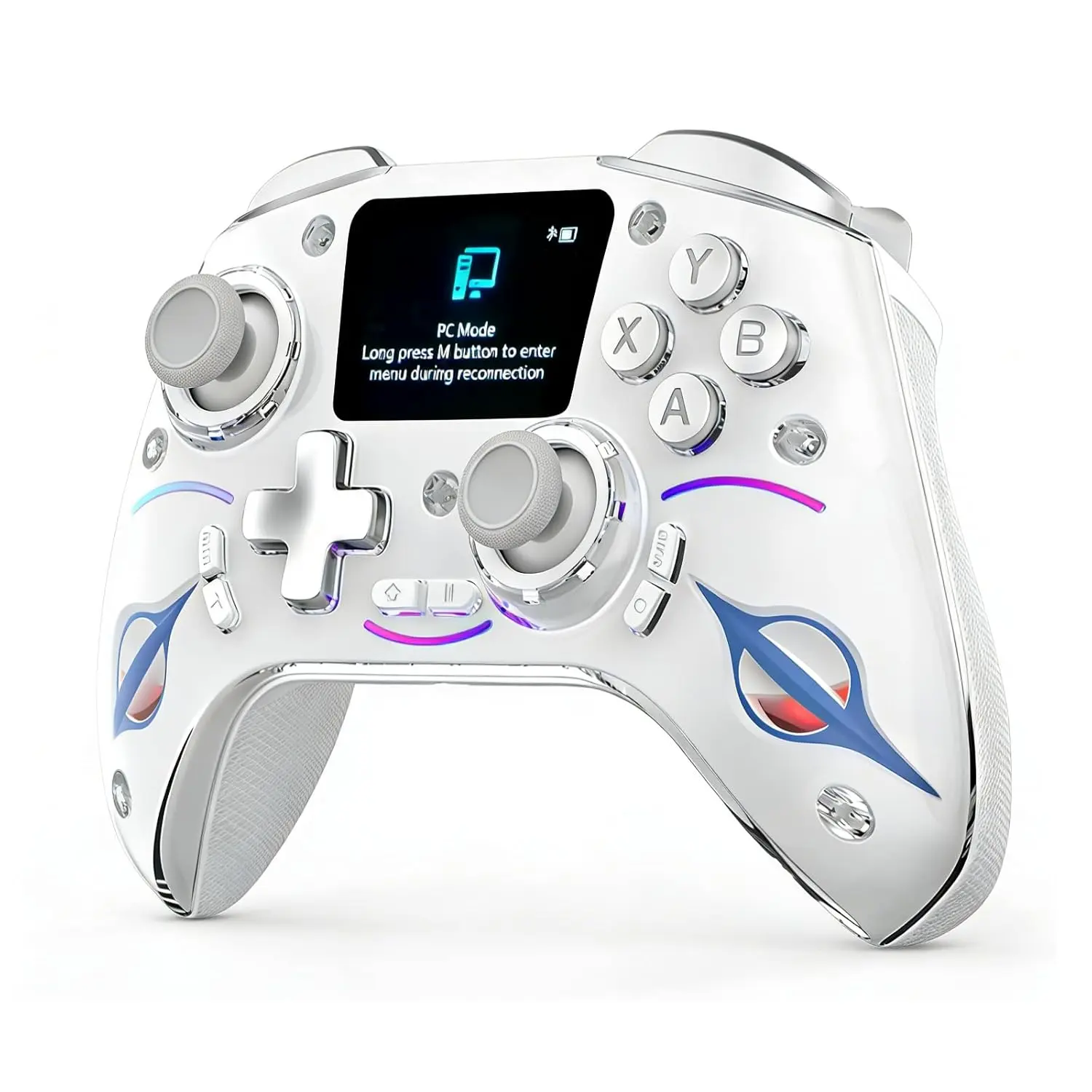 Wireless Smart Display Controller with Hall Effect Joysticks, Dual Switch Triggers & Macro Programming, Compatible with PC/Switch/PS4/Phone, OLED Screen, Turbo, RGB Backlight, 3.5mm Audio, Rechargeable
