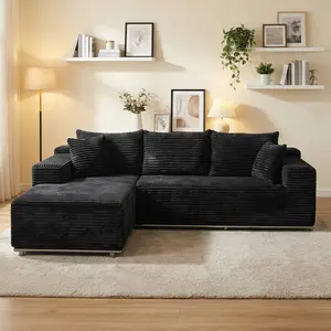 106'' Modular Sectional Sofa, With iron frame base, L-Shaped Boneless Cloud Couch with Chaise Lounge, No Assembly, 4-in-1 Flexible Combination Faux Rabbit Fur & Layered Cushion Deep Seat