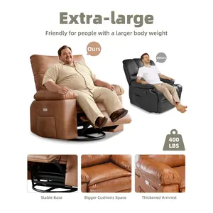 Oversized Recliner Chair for Adults – Extra Wide PU Leather Manual Recliner, 1.5x Thick High-Density Foam, Comfortable Arm and Back Support, Lounge for Living Room or Dining, Vintage Brown