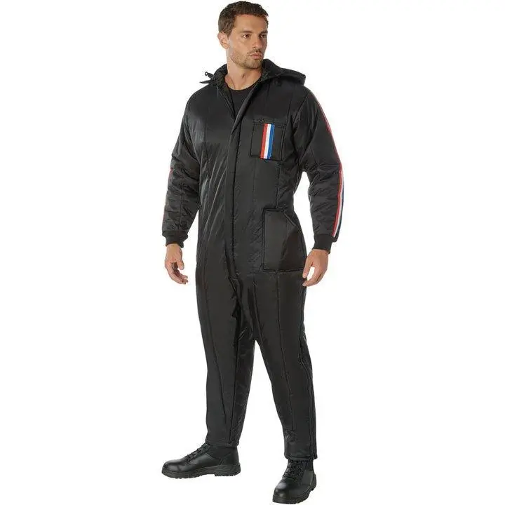 Rothco Ski and Rescue Suit, Menswear One-Piece Insulated Snow Suit, Waterproof Nylon Shell with Hollofil 808 Lining for Winter Activities Outdoor Detachable Hood, Insulated Collar, Two-Way Zipper Closure, Leg Zippers, Elastic Knit Cuffs, Built-In Elastic