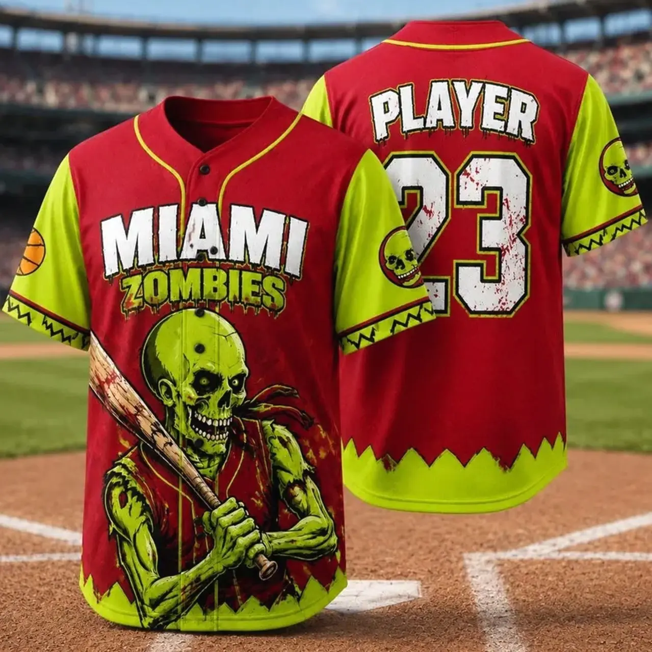 Personalized Zombie Baseball & Softball Jersey - Custom Halloween Sporty Chic Uniform for Men, Women (Up to 5XL) - Spooky Professional Sports & Outdoor Team Gift